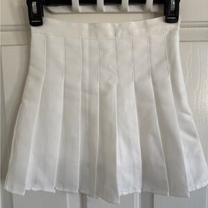 White Pleated Skirt with Built-in Shorts